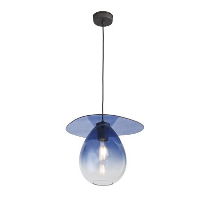 Ceiling Lamp 34x33x31 Black Metal/Blue Glass