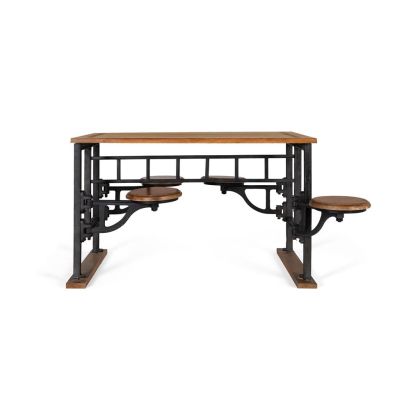 Mesa De Comedor Madera natural Estructura Hierro Negro, 130 Cm