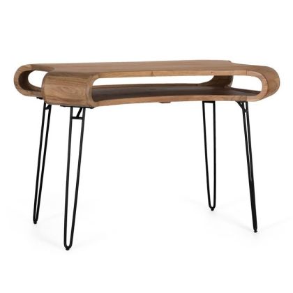 Escritorio Madera Natural Hierro Negro Hueco, 120 Cm