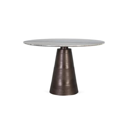 Mesa De  Comedor Redonda Mármol Metal Marrón, 120 Cm