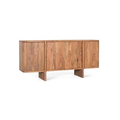 Aparador Madera Natural 4 Puertas Curvo, 170 Cm