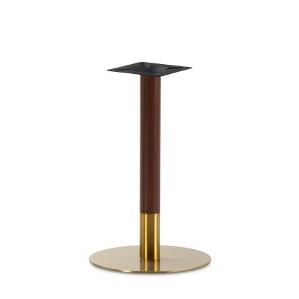 Table Base 45x45x72 Stainless Steel -- Brown Wood