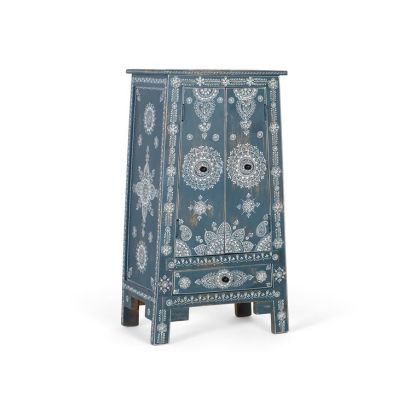 Cómoda Madera Azul Blanco 2 Puertas, 92 Cm