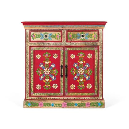 Multicolor Mango Wood Sideboard with 2 Doors, 90 cm