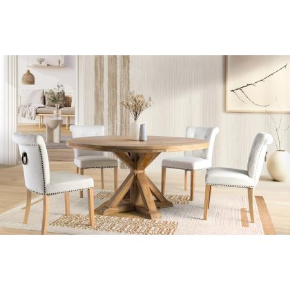 Mesa de comedor redonda color natural