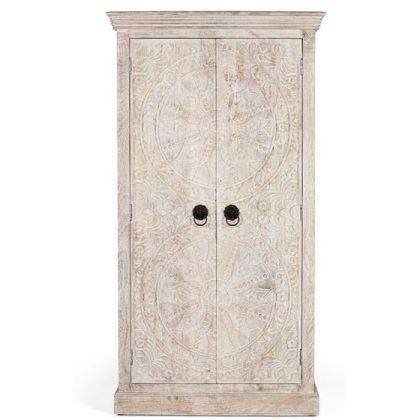 Armario vintage en madera de mango tono arena.