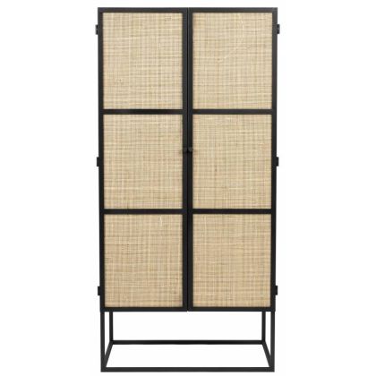 Armario Japonés Ratán Madera Metal Negro 