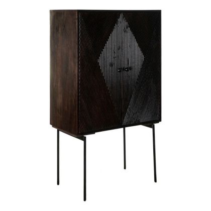 Armario Art Decó Madera Mango Metal Marrón Negro, 84 Cm