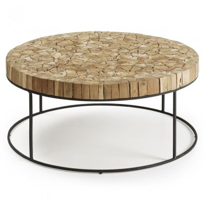 Mesa de centro estructura metal sobre teca