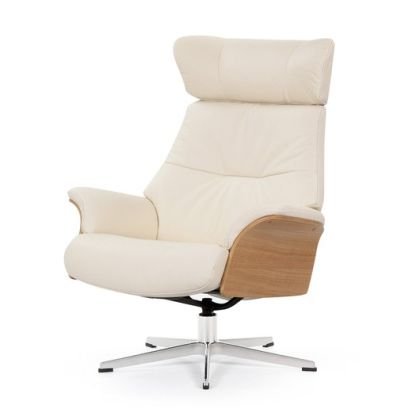 Sillón  blanco, moderno con reposapies, crappi 80 cm
