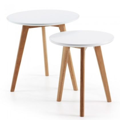 Mesa de centro Set 2 Mesas Aux Ø50 blanco