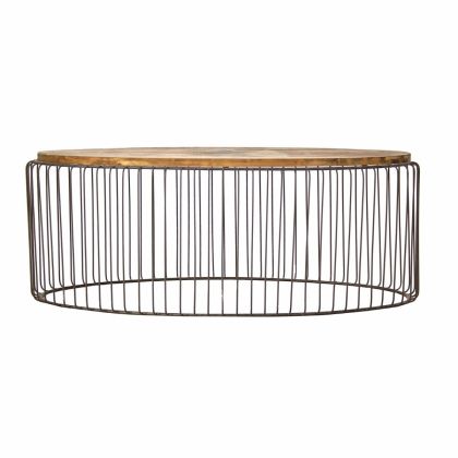 mesa centro industrial, natural, madera, hierro tenessy 124 cm