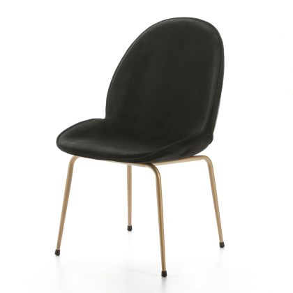silla vintage, negra, terciopelo, metal, nuvis 51 cm