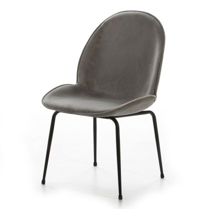 Silla gris terciopelo metal negro alis, 51 cm