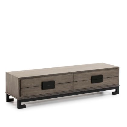 Mueble TV Mid Century Gris / Negro, 161 CM