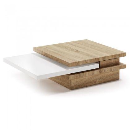 Mesa de centro yuki 70x70 cm Roble - Blanco