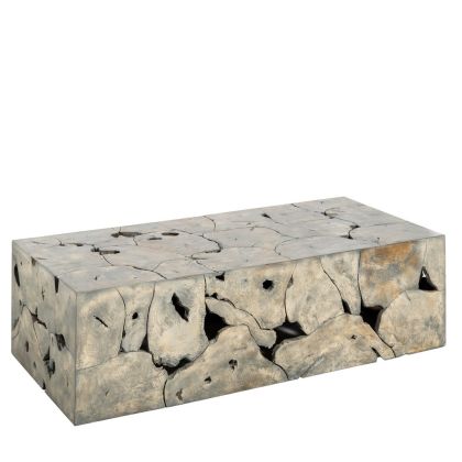 Mesa centro gris rozado madera salón