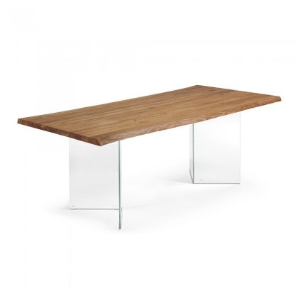 Mesa salón decor, Levik   Elapse, cristal, madera roble 220 cm