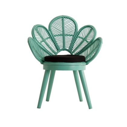 Sillón kitsh. ratán, turquesa, MADERA DE MAHOGANY