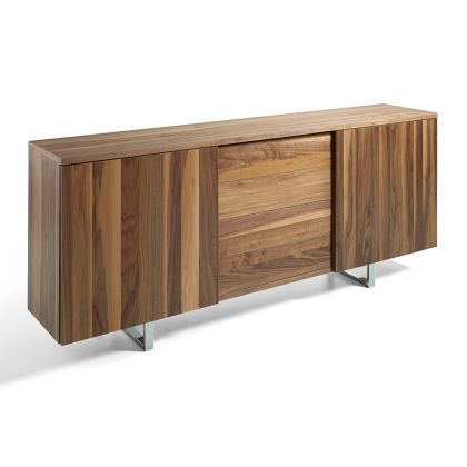 Aparador nórdico, madera, nogal, acero 210 Cm