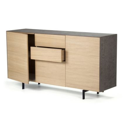 Aparador Moderno Xena Roble Cemento 2 Puertas 3 Cajones, 167 Cm