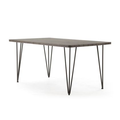 mesa comedor ronde industrial, resina, teka 160 cm