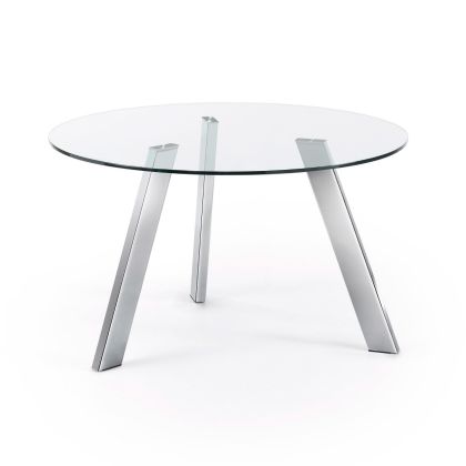 Mesa Comedor Redonda Cristal  Acero, Salon caribian 130 cm