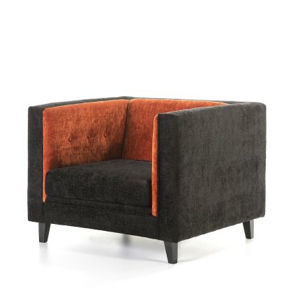 sillón vintage, naranja, negro, terciopelo, fire 102 cm
