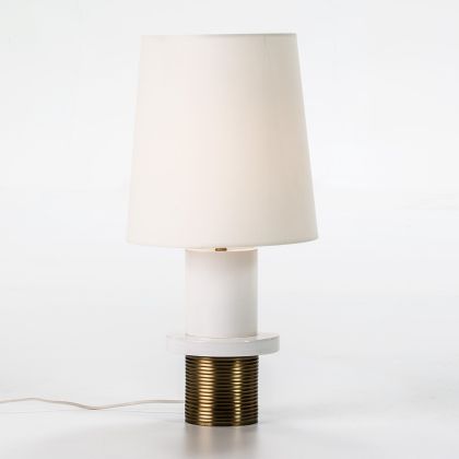 Lámpara De Sobremesa Lander Blanco Dorado, 68 Cm