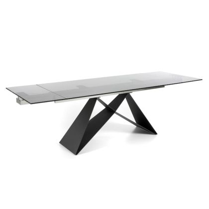 Mesa Comedor Diseño italiano Extensible Cristal Metal, 160 Cm