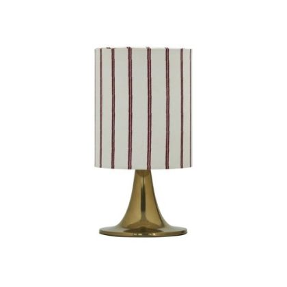 Lámpara Sobremesa Pantalla Rayas Aluminio Dorado, Ø 20 Cm
