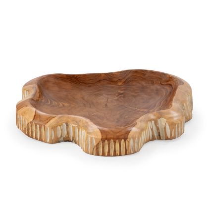 Bowl 30x30x6 Madera de Teca -- Natural/Blanco Lavado