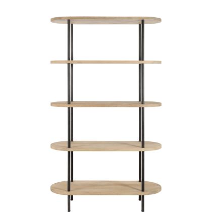 Mango Wood/Metal 5-Shelf Bookcase, 105 Cm