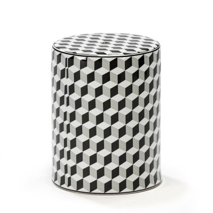 Taburete 33x43 Cerámica Blanco/Negro/Gris