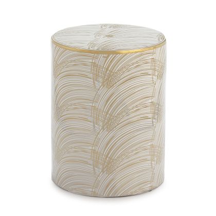 Stool 33x33x45 Ceramic White/Gold