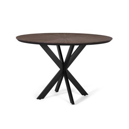 Mesa comedor industrial marrón redonda