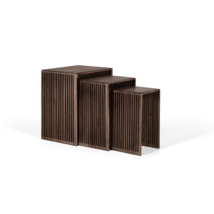 Set 3 Mesas Auxiliares Madera Wengue 3 Tamaños, 50 Cm