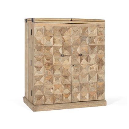 Mueble Bar Madera Natural Geométrico 2 Puertas, 180 Cm
