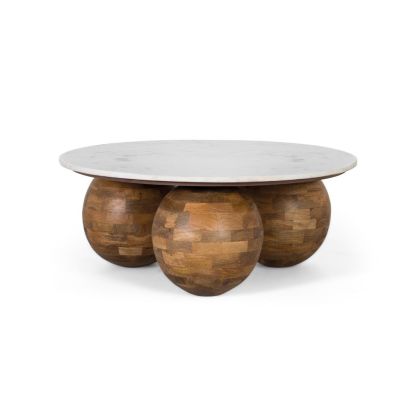 Mesa centro vintage mármol madera