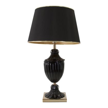 Lámpara de Sobremesa Vidrio Hierro Negro/Oro, 77 Cm