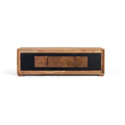 Mueble TV Mango Natural Negro 3 Puertas, 160 Cm