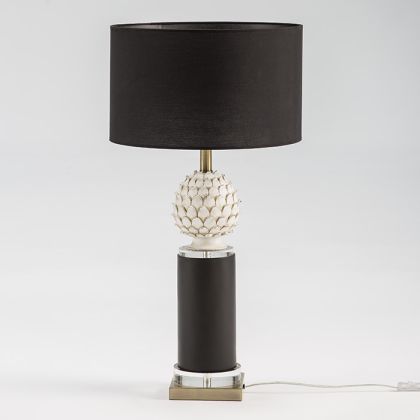 Table Lamp without shade 15x15x58 Golden Metal/Black and White Ceramic