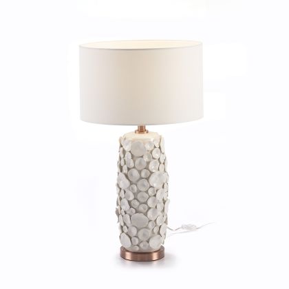 Table Lamp without shade 17x15x52 Ceramic White/Copper Colored Metal