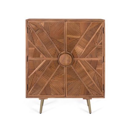 Aparador Alto Relieve Tallado Madera Mango, 90 Cm