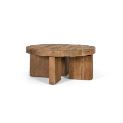 Mesa Centro Rústica Redonda Madera Mango, Ø 90 Cm