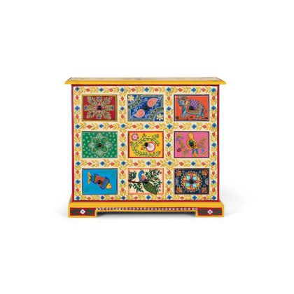 Cómoda 9 Cajones Multicolor Madera Mango, 120 Cm