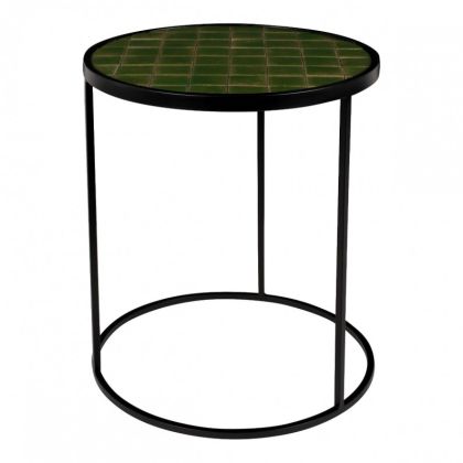 Mesa Auxiliar Esmaltada Verde Rombos, 45 Cm
