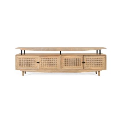 Mueble TV kisi madera ratán 4 puertas