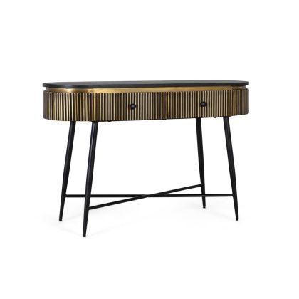 Consola Richmond metal oro negro 2 cajones
