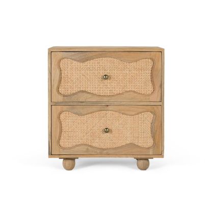 Mesita de noche baxter Madera ratán 2 cajones